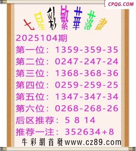 七星彩2025年104期繁华落尽胆码图谜