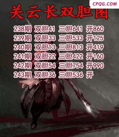 关云长双胆2025243期3d图谜（原创）