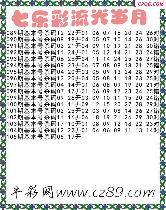 七乐彩2025105期流光岁月杀码图谜