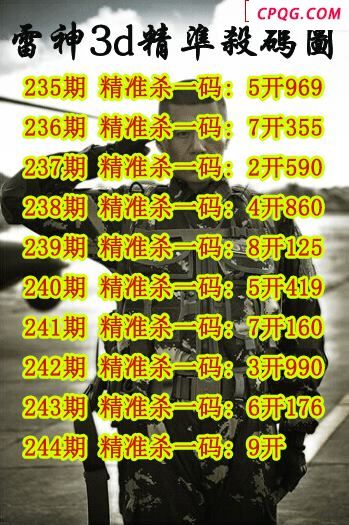 雷神精准杀码2025244期3d图谜（原创）