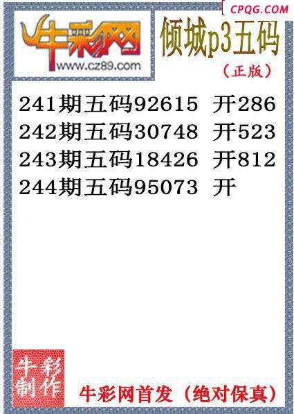 倾城胆码244期体彩P3图谜（原创）