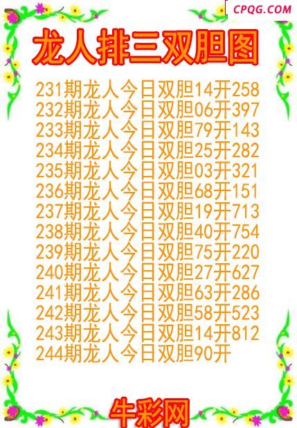 25年244期龙人排三双胆图