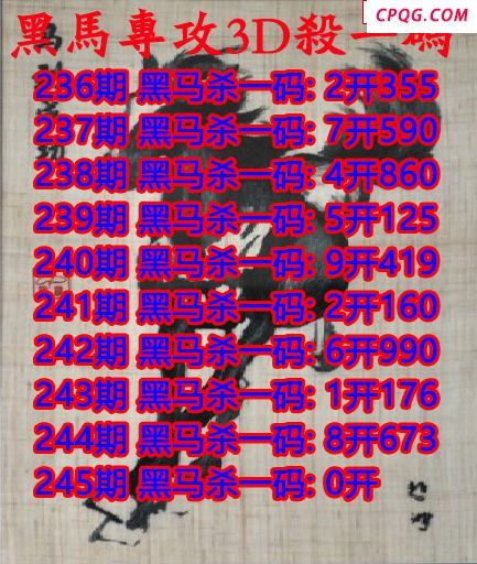 黑马杀码2025245期3d图谜（原创）