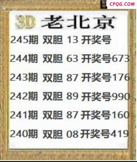 正老北京2025245期3d图谜