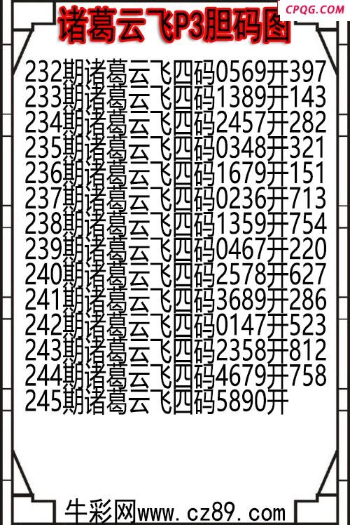 25年245期诸葛云飞P3胆码图