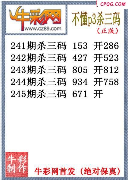 不懂杀码245期体彩P3图谜（原创）
