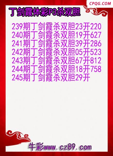 25年245期丁剑霞体彩P3杀双胆图