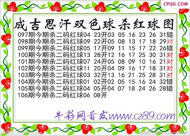 成吉思汗杀两码红球106期双色球图谜
