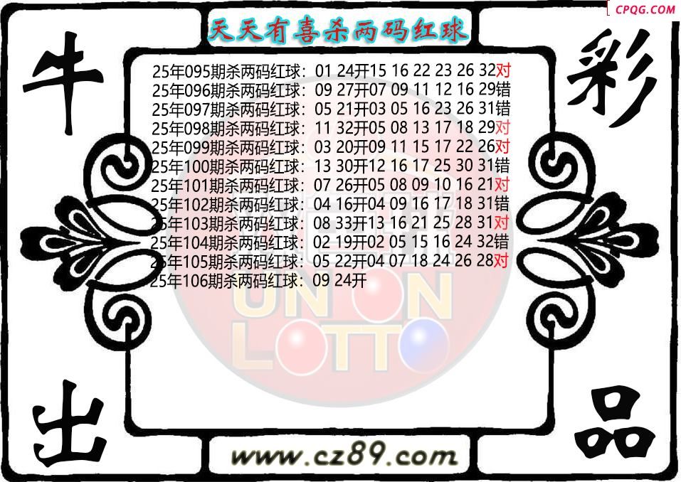 双色球106期天天有喜杀两码红球图迷