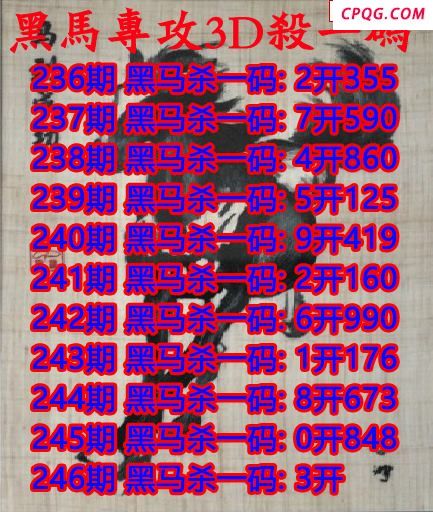 黑马杀码2025246期3d图谜（原创）