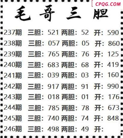 毛哥三胆2025246期3d图谜