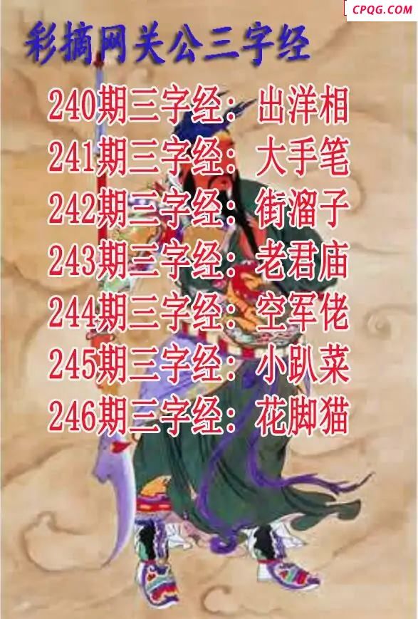 关公三字经2025246期3d图谜