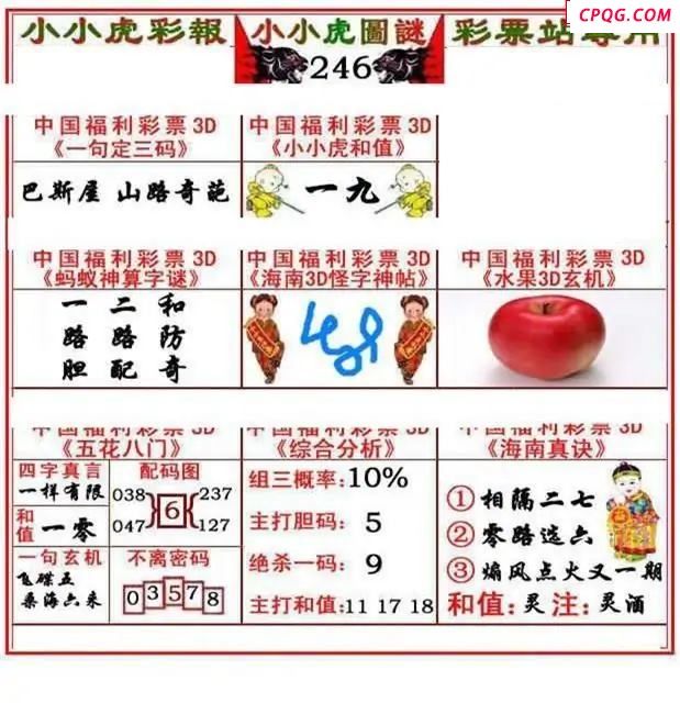 小小虎彩报2025246期3d图谜