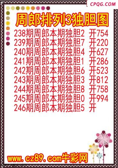 25年246期周郎排列3独胆图