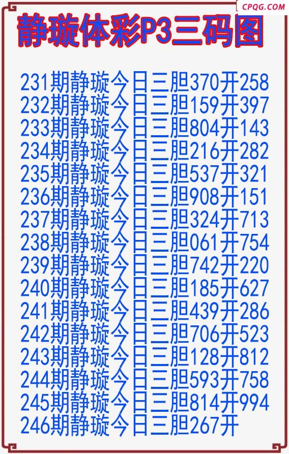 25年246期静璇体彩P3三码图