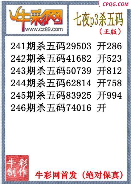 七夜杀码246期体彩P3图谜（原创）