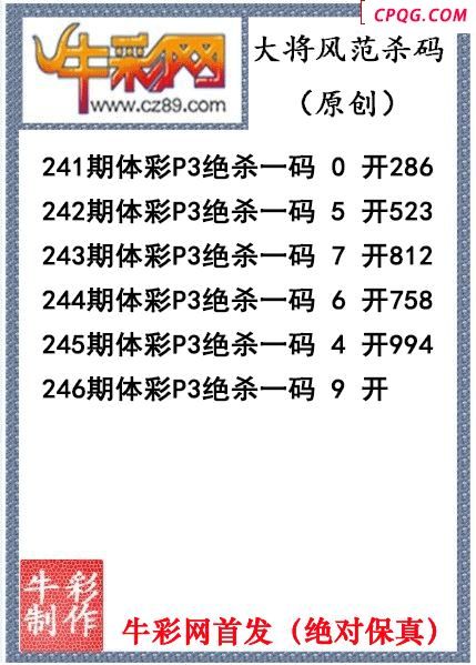 大将风范杀码246期体彩p3图谜（原创）