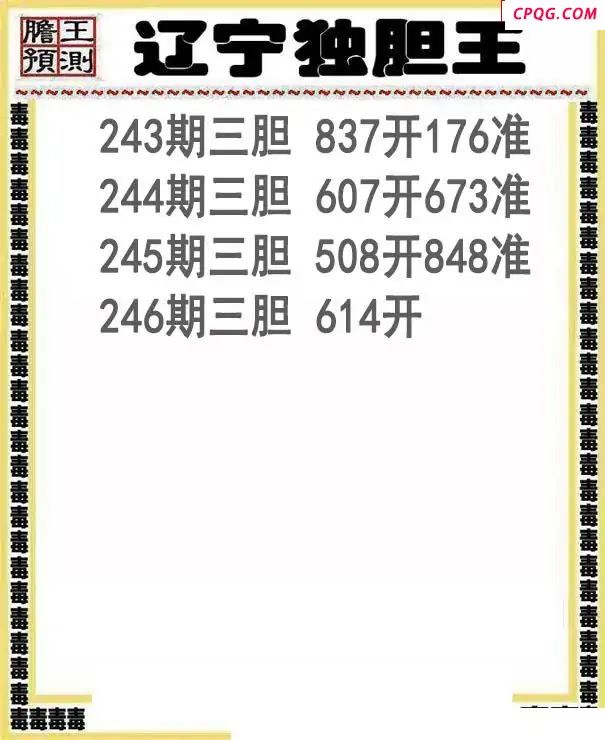 辽宁独胆王2025246期3d图谜