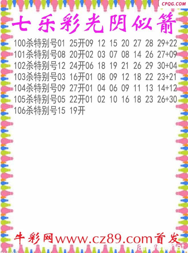 七乐彩2025106期光阴似箭杀码图谜
