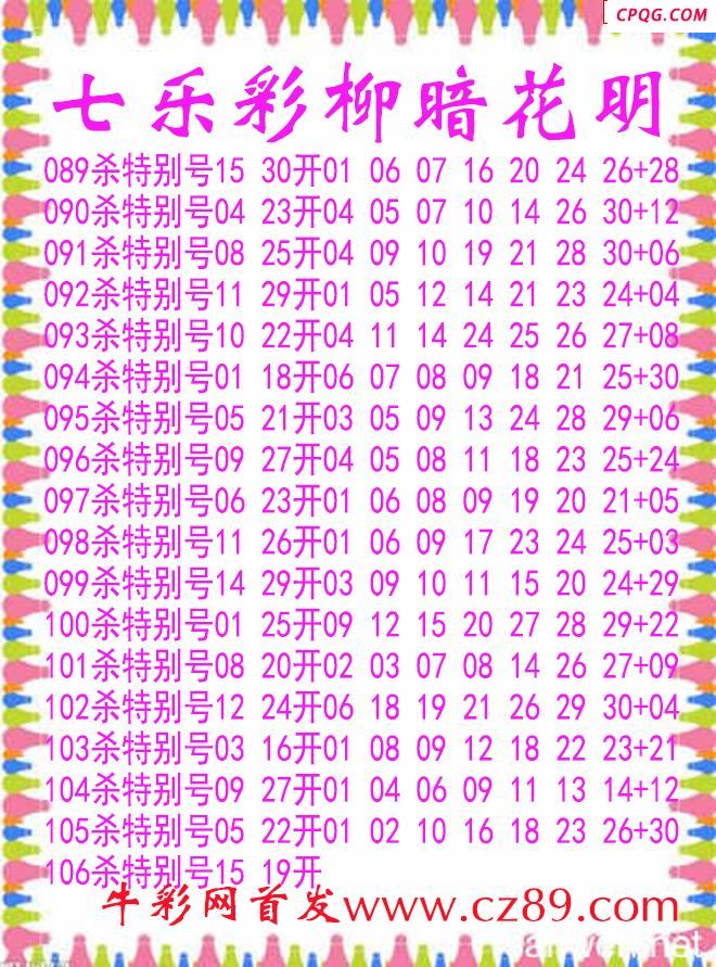 七乐彩2025106期柳暗花明杀码图谜