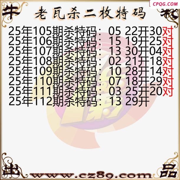 七乐彩2025112期老瓦杀特码图谜