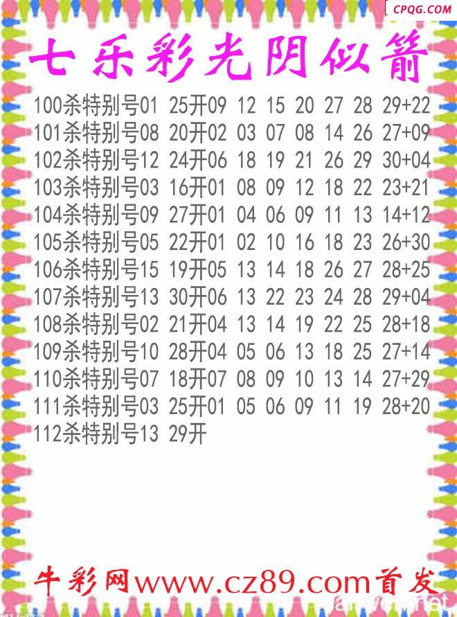 七乐彩2025112期光阴似箭杀码图谜