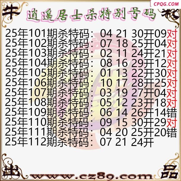 七乐彩2025112期逍遥居士杀特别号码图谜