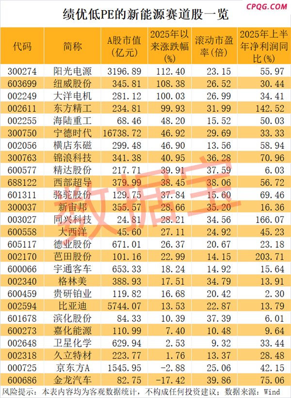 新能源赛道龙头股狂飙，这些绩优低估值股受机构青睐