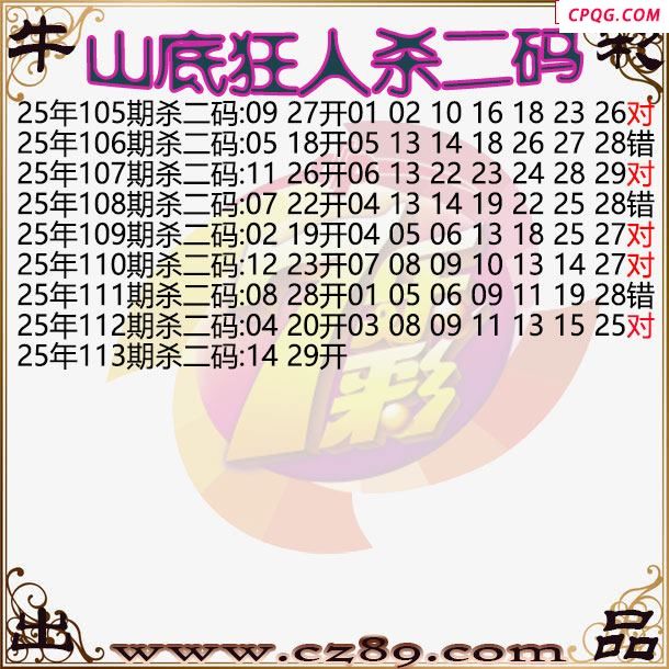 七乐彩2025113期山底狂人杀二码图谜