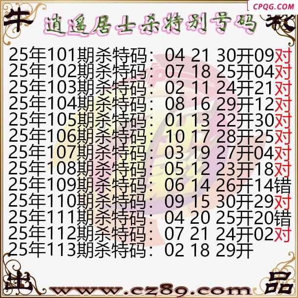 七乐彩2025113期逍遥居士杀特别号码图谜