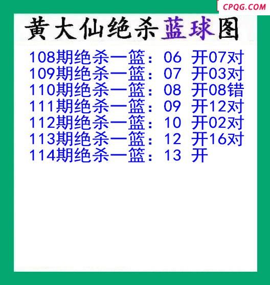 黄大仙杀蓝球114期双色球图谜