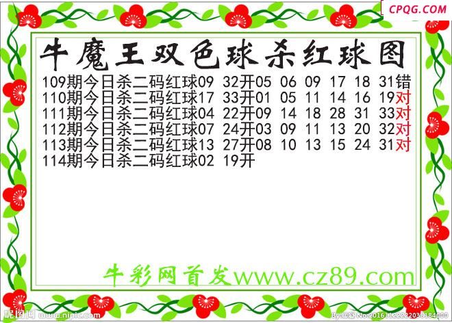 牛魔王杀两码红球114期双色球图谜
