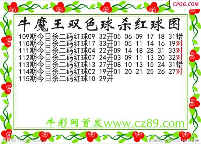 牛魔王杀两码红球115期双色球图谜