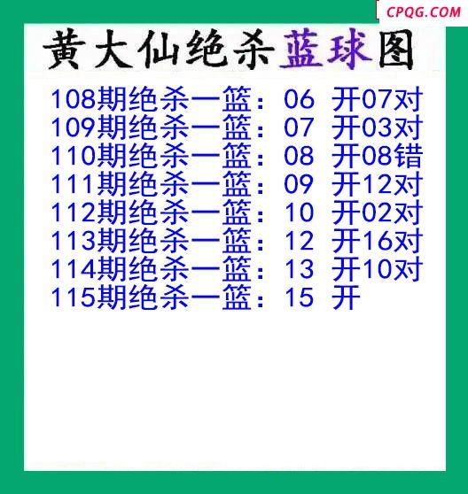 黄大仙杀蓝球115期双色球图谜