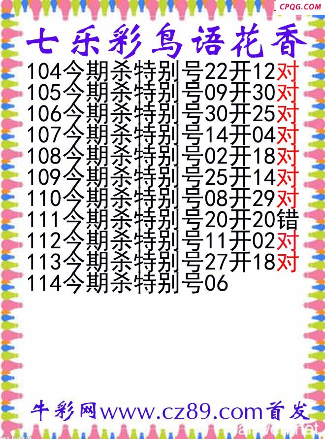 七乐彩2025114期鸟语花香图谜