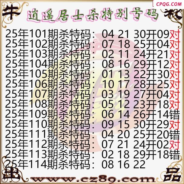 七乐彩2025114期逍遥居士杀特别号码图谜