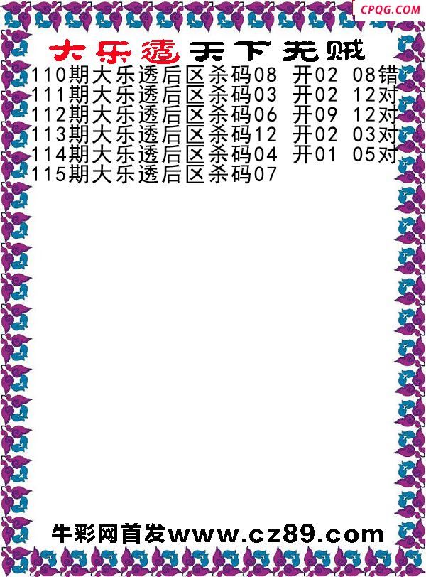 大乐透2025115期天下无贼后区杀号图谜
