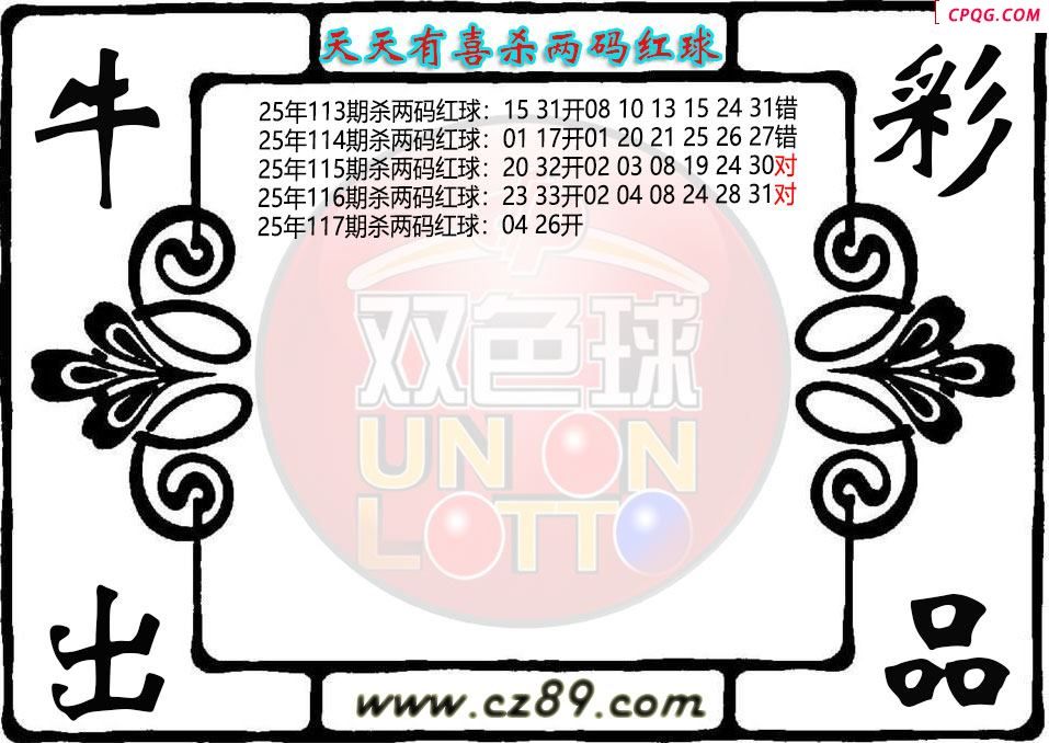 双色球117期天天有喜杀两码红球图迷