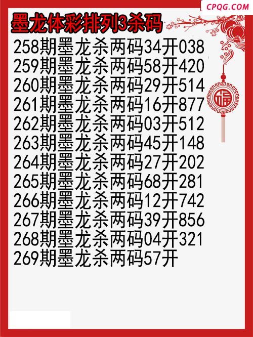 25年269期墨龙体彩排列3杀码图