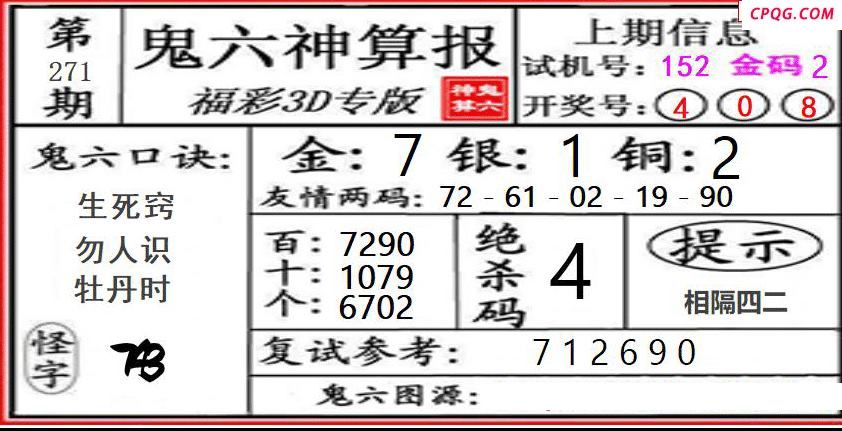 鬼六神算20252713d图谜