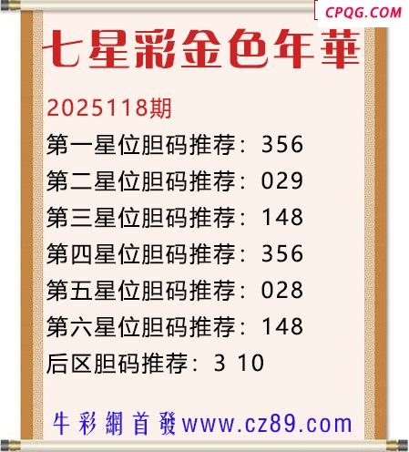七星彩2025年118期金色年华胆码图谜