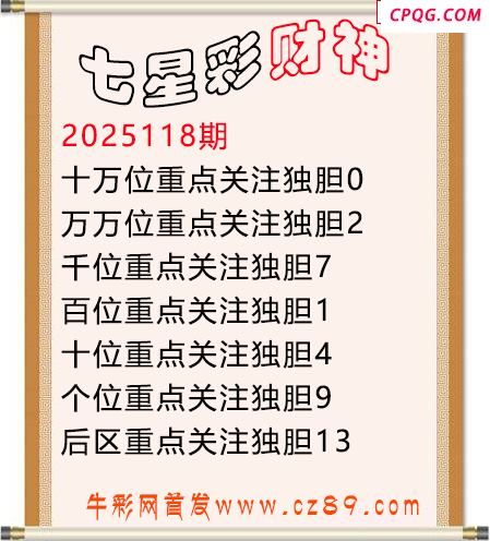 七星彩2025年118期财神独胆图迷