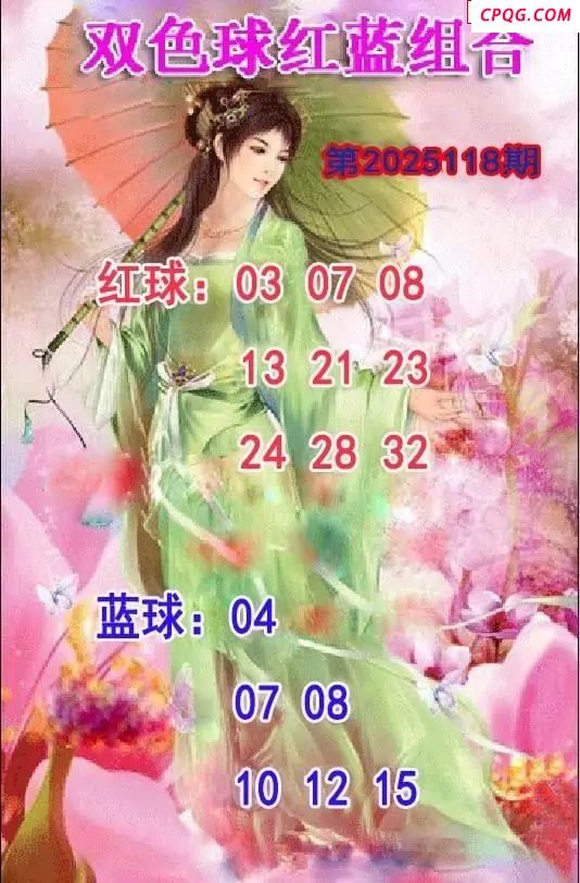 仕女红蓝组合25年118期双色球图谜